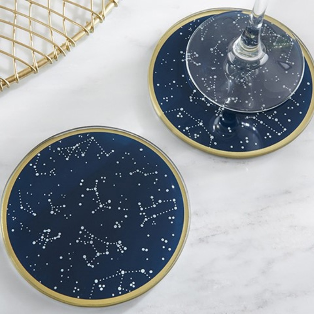 Kate Aspen Under the Stars Glass Coaster Set of 2 - Picture 3 of 6